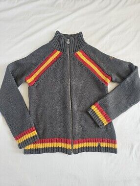 VTG Burton Full Zip Knit Sweater Jacket Sz M Y2K 2000's Snowboard Striped